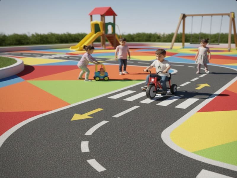 Superfície de EPDM para parques infantis com design colorido sem costuras